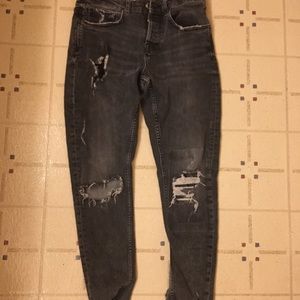 Zara men’s black washed ripped jeans